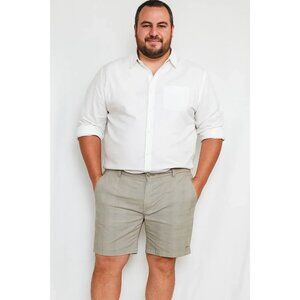 O'Neill Flat Front Shorts Tan Plaid Polyester Viscose Lightweight Size 38